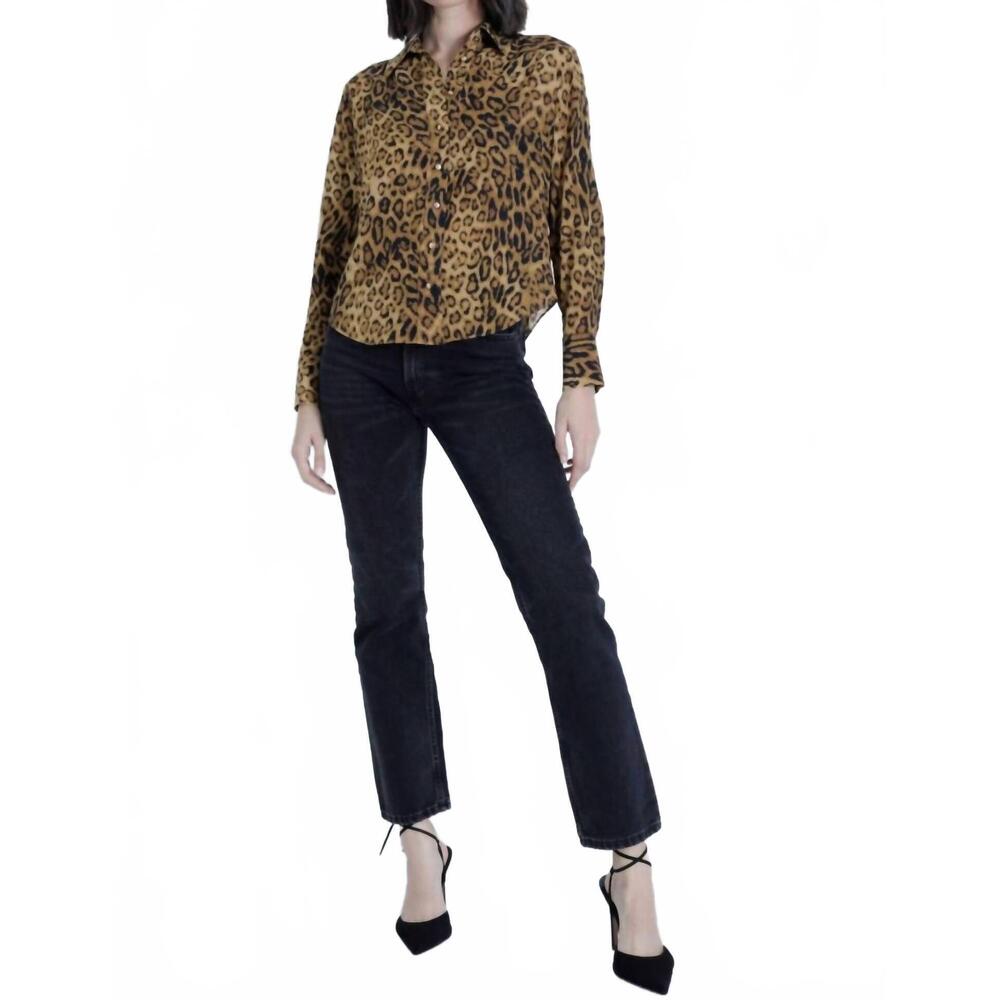 NEW KARINA GRIMALDI mariana print blouse in leopard